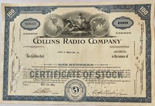 ?? Collins Radio Company  - Certificato azionario 1966. Bello!
