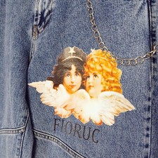 Vintage Collezione Lime Fiorucci Angel Jeans Donna 28 Rarissimo Designer Catena