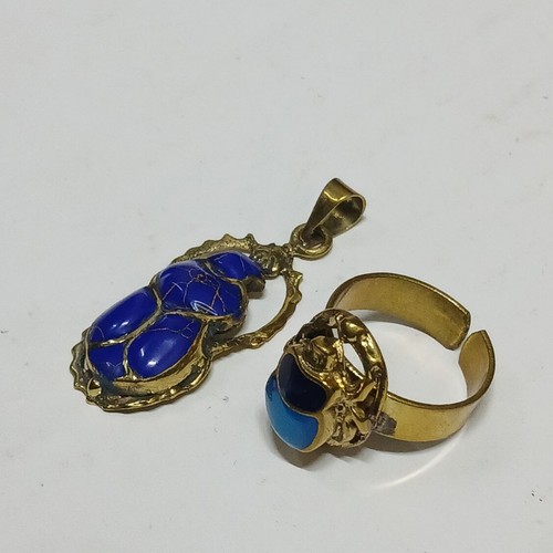 Anello ciondolo scarabeo - anello, e