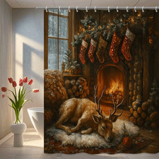 Tenda da doccia natalizia con