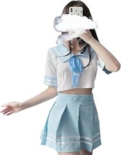 Costume vestito marinaio donna scuola ragazza cosplay lingerie gonna azzurro