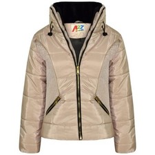 Bambini Giacca Pietra Pelliccia Alto Scollo Piumino Bolle Imbottito Caldo Spesso