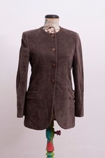 Completo In Velluto Anni '80 Marrone Con Giacca A Bottoni E Gonna Elegante