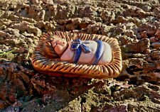 THUN - GESù BAMBINO nella MANGIATOIA con FASCE BLU -  PRESEPE GIUBILEO 2000 