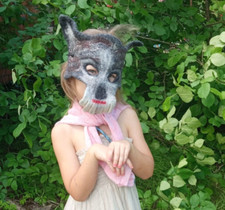 Maschera lupo in feltro per