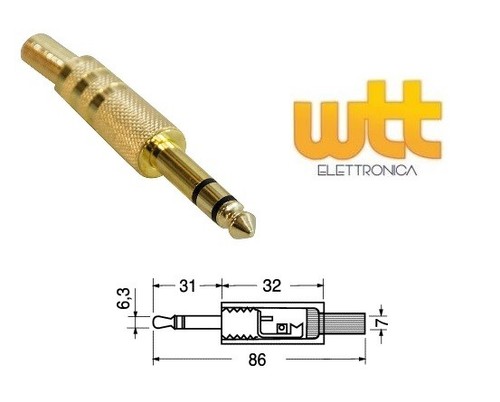 Spina jack 3mm - 6,3mm, stereo