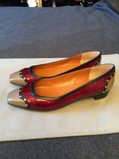 CHARLES JOURDAN BALLERINE PELLE VERNICE LUSSO STUDDED MULTICOLORE 38 EU 5 UK