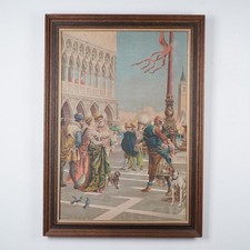 A. Borsari da Delleani anni 20 olio su tela francese con cornice scena di Venezia