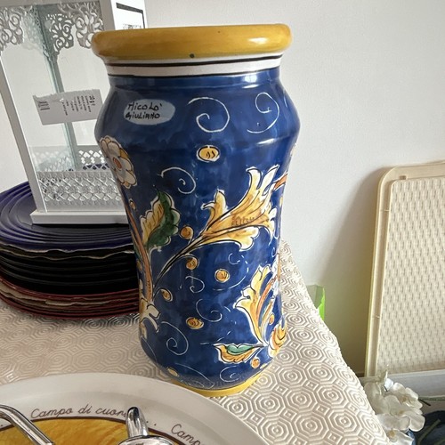 Vaso ceramica blu dipinto a - vaso,