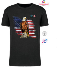 T-SHIRT NERA AMERICAN EAGLE AMERICA AQUILA VINTAGE USA