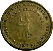Charleston SC 1846 W.W. Wilbur Asta di schiavi gettone mercante SC-8A R-4 (01149)