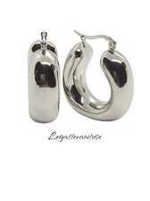 Orecchini donna Cerchio In Acciaio  orecchini cerchio bombato placcato oro bianc