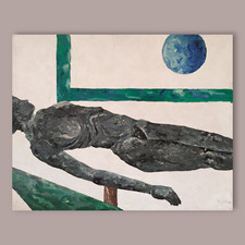 Antonio Gatto nudo di donna sdraiato grande dipinto ad olio arte contemporanea