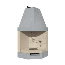 Camino a Legna Prefabbricato Con Focolare Aperto Refrattario ROT80REF Calore