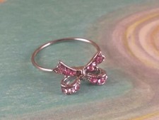 Anello Donna Metallo Col.Argento Fiocco C/Strass Rosa Antico Tg.16 Bigiotteria