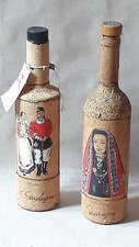 Coppia Bottiglie Vintage Sarde Da Collezione Rivestimento In Sughero