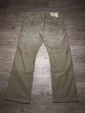 Pantalone True Religion Uomo Taglia 32x28 Y2K Vintage Ricky Fit Sbiadito Frusta Oliva