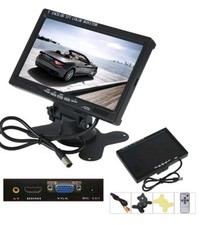 MONITOR HDMI LCD 7 POLLICI TFT VIDEOSORVEGLIANZA AV VGA 2 CANALI CAMPER AUTO RCA
