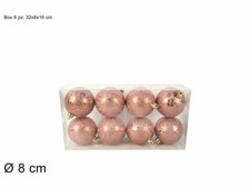 Serie 8 Palle Palline Albero Di Natale Rosa Antico Ghiaccio 8cm Addobbi dfh