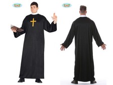 VESTITO PRETE SACERDOTE ADULTO CARNEVALE CHIESA GUIRCA TRAVESTIMENTO TONACA NERA