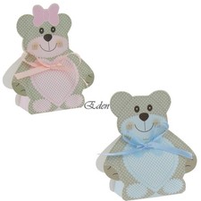 SCATOLINA PORTACONFETTI ORSETTO ORSO CELESTE ROSA BATTESIMO NASCITA PARTY