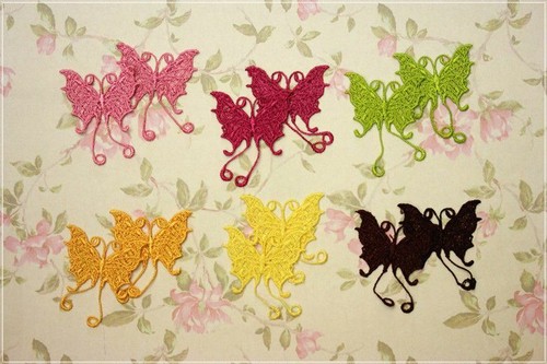 Coppia pizzo macramè farfalle - macramè,