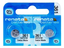 2 x Renata 361 Pila Batteria Orologio Mercury Free Silver Oxide SR721W 1.55V