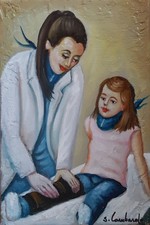 OLIO SU TELA SALVO LOMBARDO "LA PEDIATRA"