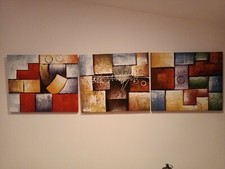 3 Quadri Moderni Dipinto  Tela