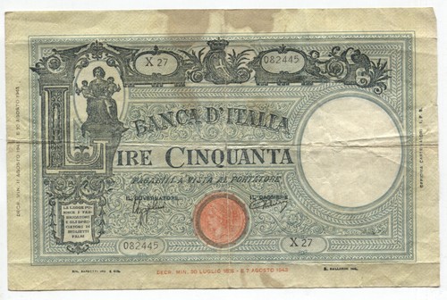 Italy 1943 lire banknote - 1943,