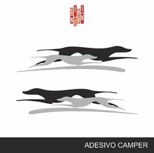 KIT 2 Adesivi COPPIA Sticker LOGO LAIKA Levrieri CAMPER CARAVAN DECALCOMANIE 120