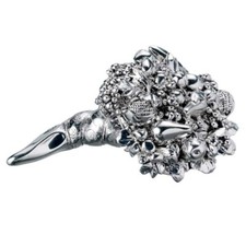 Cornucopia con Frutta Scultura Portafortuna in Laminato Argento