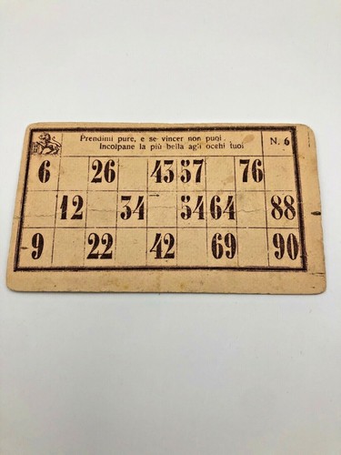 Vecchia cartella tombola 6 - cartella,
