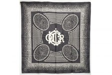 Christian Dior Grande Sciarpa 88cm 100% Seta Emblema Logo Pois Grigio Carbone