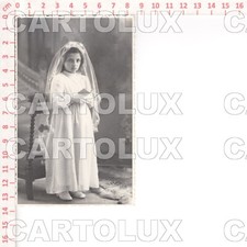 D8485 MILANO 1940 LEGNANO FOTO STUDIO ROBBIATI BIMBA VESTITO CRESIMA BAMBINA    