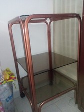 Tavolino vetro acciaio ferro cristallo piccolo con ruote rotelle trasportabile