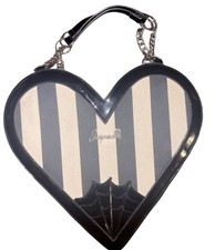 Sourpuss Black and White Striped Heart Purse