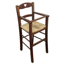 Seggiolone Bimbo in Legno Noce con Seduta in Paglia – Artigianale Made in Italy