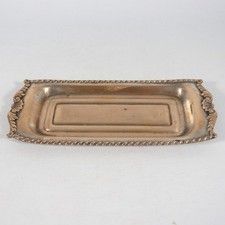 ANTICO PIATTINO VASSOIO VASSOIETTO PORTA PENNE IN RAME ARGENTATO ARTS CRAFTS