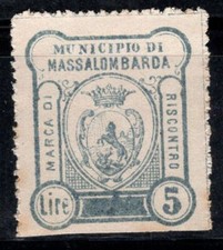 MassaLombarda - mai usato * MH 80% Italia fiscale 5 lire, feedback