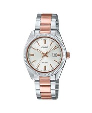 Orologio CASIO Donna Analogico Quarzo Casual Abito Classico Quadrante Argento Impermeabile Roun