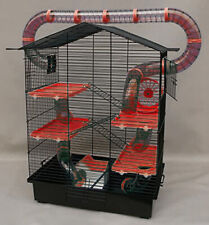 Gabbia per Roditori XXL con Accessori Tunnelsystem Nero/Rosso Topo Criceto Burg