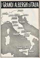 PUBBLICITA' 1922 I GRANDI ALBERGHI D'ITALIA STRESA TRIESTE PERUGIA CARTINA CITTA