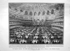 Vecchia stampa antica originale 1907 Albert Hall festa imperiale Midleton Duk 20°