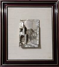 Quadro bassorilievo lamina argento 800 cornice scura 21x28