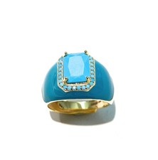 Anello Fascia Chevalier Smalto Turchese Argento Sterling