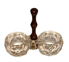 Antico Cristallo Miniatura Doppio Sale - Decorazione Tavolo da Pranzo Perfette Condizioni