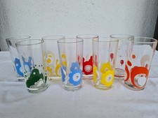 SERVIZIO 8 BICCHIERI set vetro colorati VINTAGE anni '60 - '70
