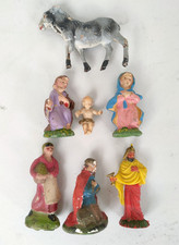 Lotto 6 statuine epoca Presepio 6cm Re Magio PVC NARDI+Sacra Famiglia Gesso -84H