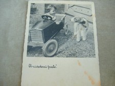 3 FOTO E CARTOLINA 1930-1950 CON BAMBINI A BORDO DI MACCHININE A PEDALI